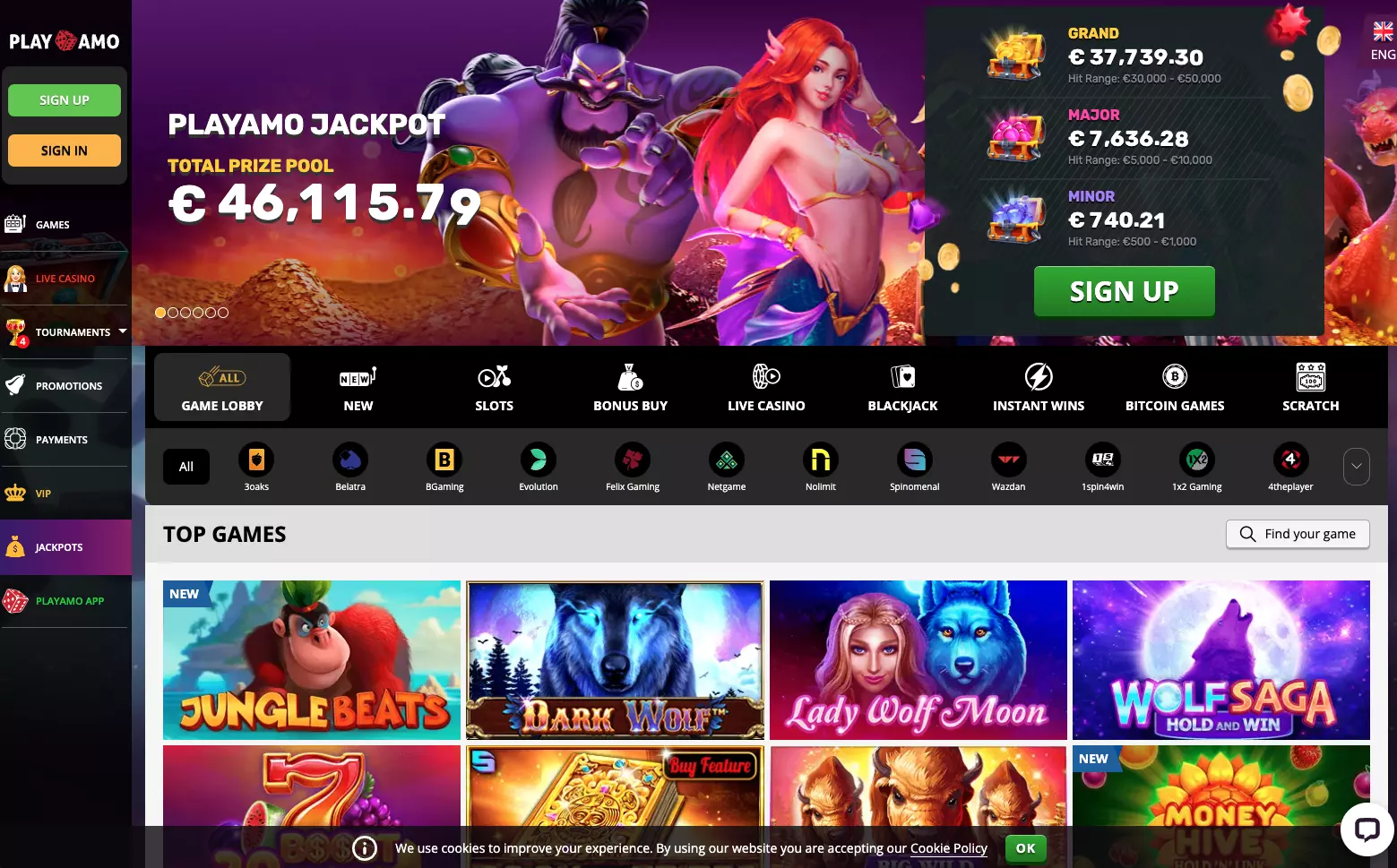 Official website of PlayAmo Casino