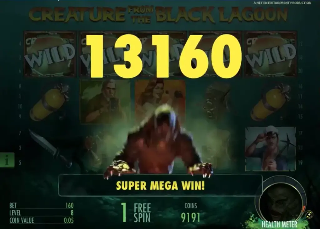 Big win in Creature from the Black Lagoon slot