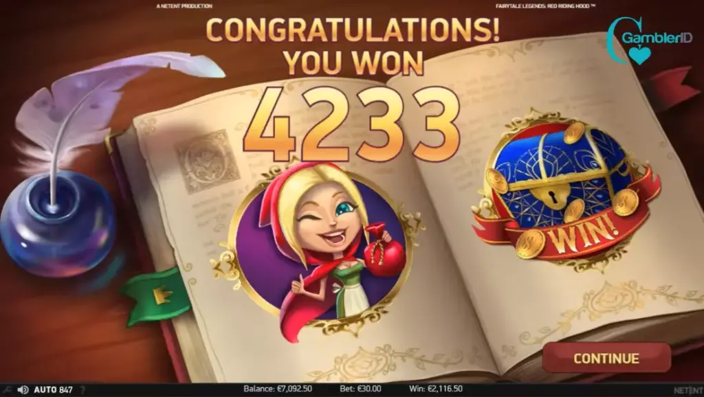Big win in Fairytale Legends Red Riding Hood slot