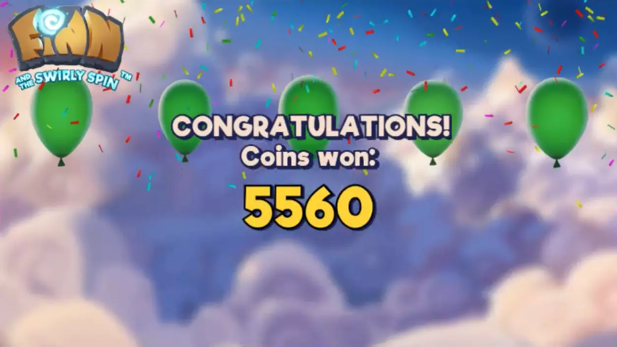 Big win in Finn and the Swirly Spin slot
