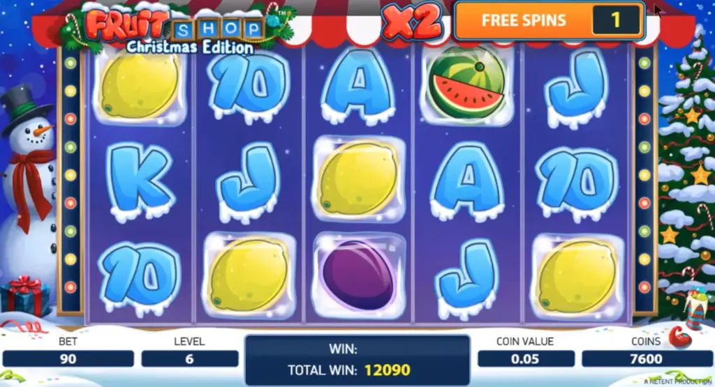 Bonus free spins in Fruit Shop Christmas Edition slot