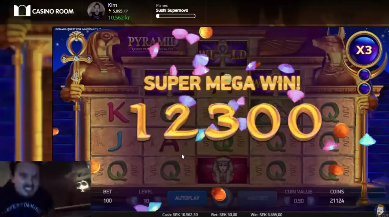 Streamer's Big Win in Pyramid: Quest for Immortality Slot